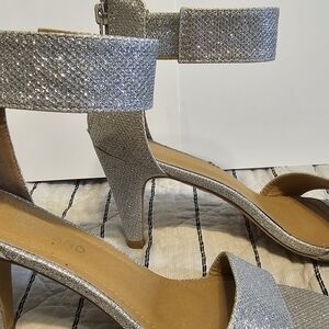 Shoe Land Elegant Silver Glitter High Heels